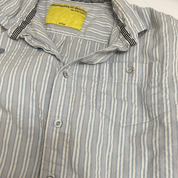 Descendant of Thieves Blue White Pink Stripes shrt slv button down sz XXL GUC - Picture 4 of 17